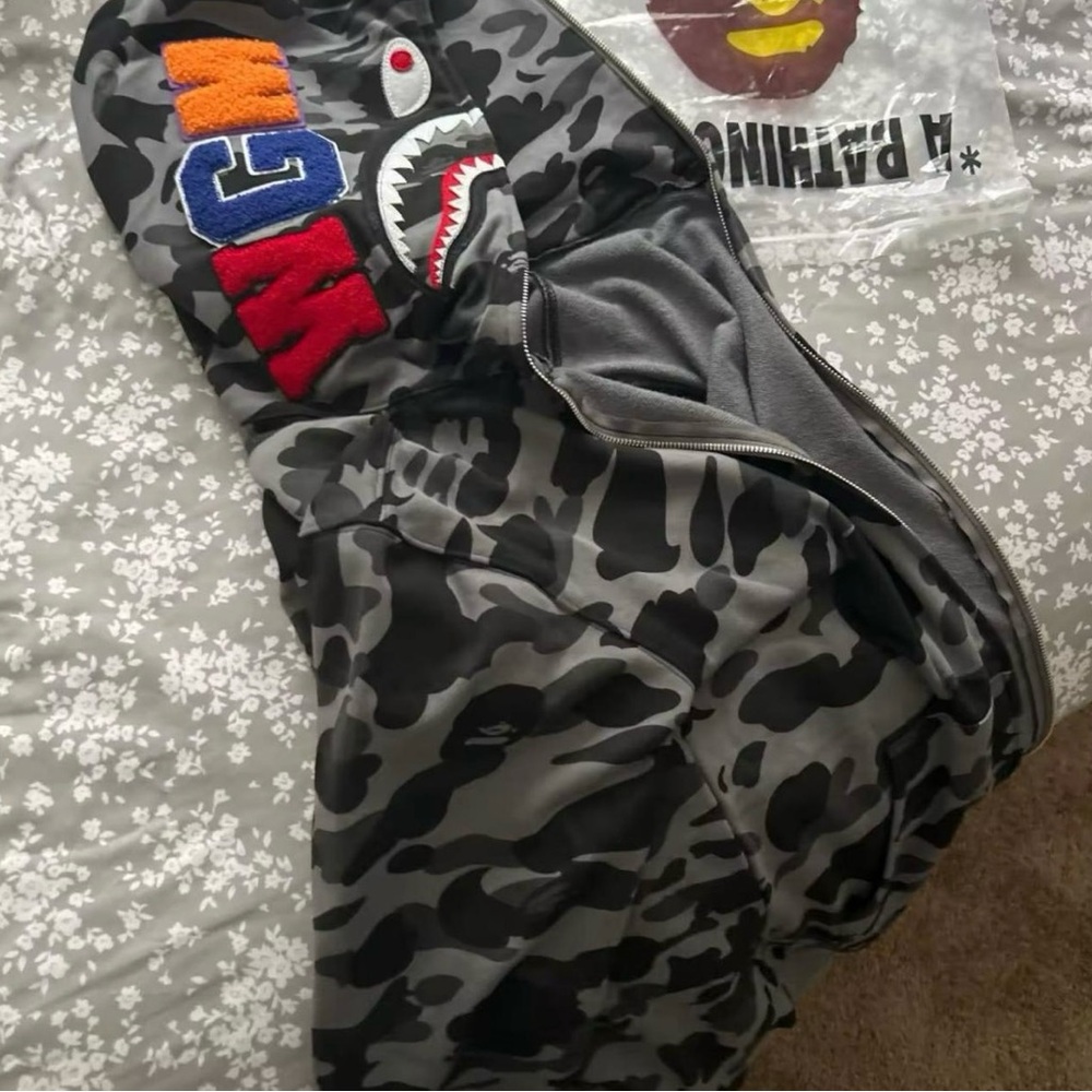 BAPE Gray Camo Full-Zip Hoodie